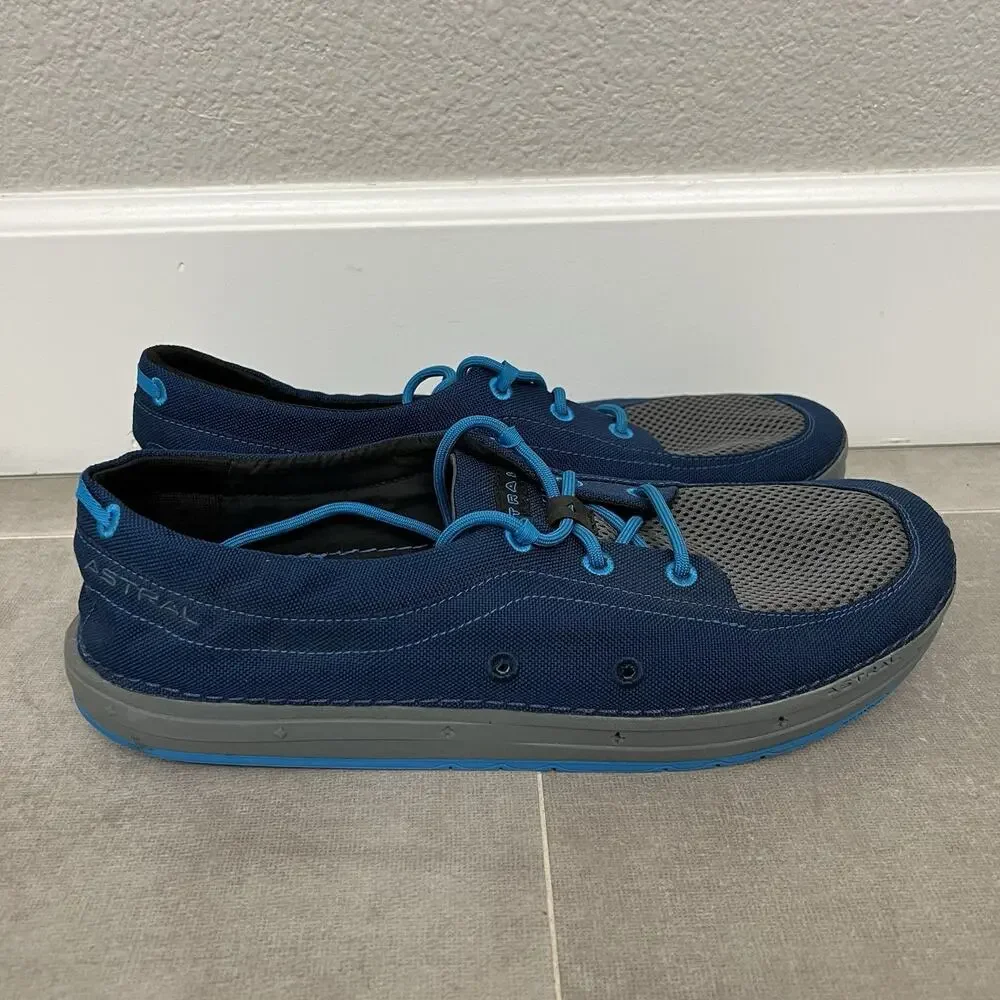 Astral Porter Mens Size 11.5 Blue Minimalist Boat Lace Outdoor Walking Shoes